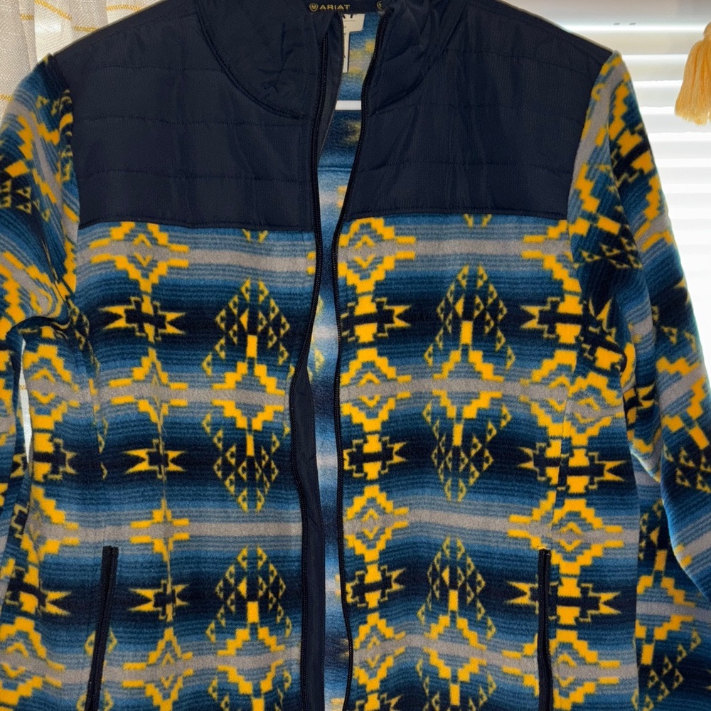 Ariat Navy, Blue & Yellow Aztec Fleece Jacket